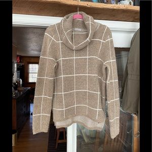 Evolution high low window pane print sweater